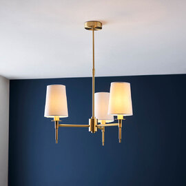 Bastrop Fabric Shades Pendant Ceiling Light In Brushed Satin Gold