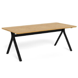 Bayamon Wooden Round Dining Table With Black Steel Legs - Matt Oak