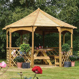 Baylham Wooden Garden Eight Sided Gazebo In Natural