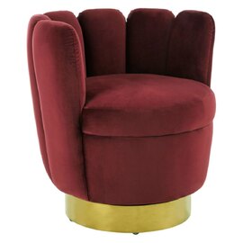 Bealie Velvet Bedroom Chair With Gold Base In Wine