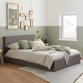 Beano Fabric Ottoman Double Bed In Grey