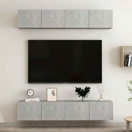 Beaufort 80cm Wooden Entertainment Unit In Concrete Grey