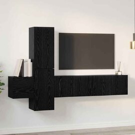 Beaumont 120cm Wooden 5 Piece Entertainment Unit In Black Oak