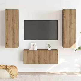 Beaverton 80cm Wooden 3 Piece Entertainment Unit In Artisan Oak