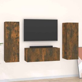 Beaverton 80cm Wooden 3 Piece Entertainment Unit In Smoked Oak