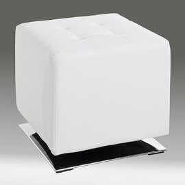 Beckley Leather Stool In Chrome White