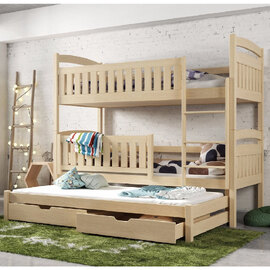 Beckley Wooden Bunk Bed With Foam Mattress Trundle In Pine