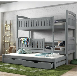 Beckley Wooden Bunk Bed Without Mattress Trundle In Grey