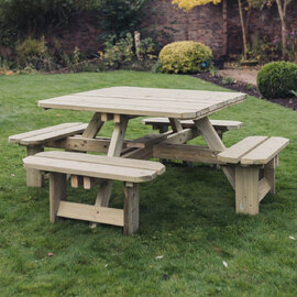 Becontree Wooden Garden Square Picnic Table In Natural
