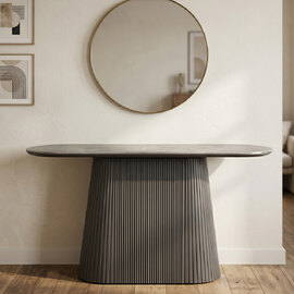 Bedford Rectangular Sintered Stone Top Console Table In Grey