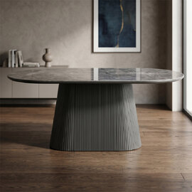Bedford Rectangular Sintered Stone Top Dining Table In Grey