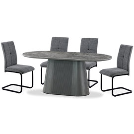 Bedford Sintered Stone Dining Table With 6 Vauxhall Chairs In Dark Grey