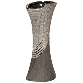 Belcourt Large Ceramic Decorative Vase In Grey And Silver