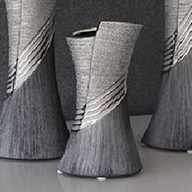 Belcourt Small Ceramic Decorative Vase In Grey And Silver