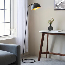 Belfast Metal Floor Lamp In Antique Brass And Matt Black