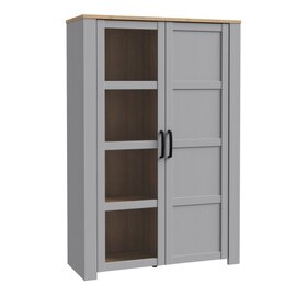 Belgin Wooden Display Cabinet 2 Doors In Grey And Oak