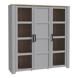 Belgin Wooden Display Cabinet 3 Doors In Grey And Oak