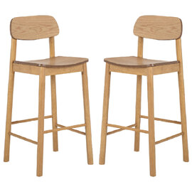 Belgrade Matt Oak Wooden Bar Chairs In Pair