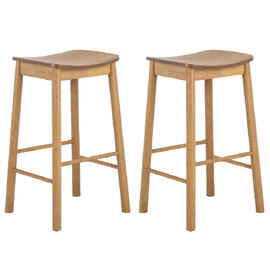 Belgrade Matt Oak Wooden Bar Stools In Pair