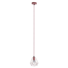 Belika Metal Geometric Wire Frame Pendant Light In Pink