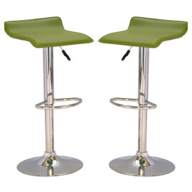 Belita Green PVC Bar Stools With Chrome Base In Pair