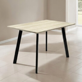 Belize Small Wooden Dining Table in Travertine Marble Effect