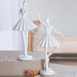 Bellano Synthetic Resin Standing Ballerina Sculpture In Matt White