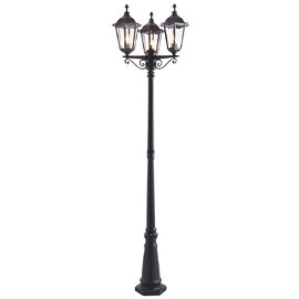 Belleville Clear Glass Tall 3 Lights Lamp Post In Matt Black