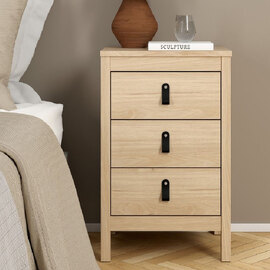 Bellevue Wooden Bedside Cabinet With 3 Drawers In Oak
