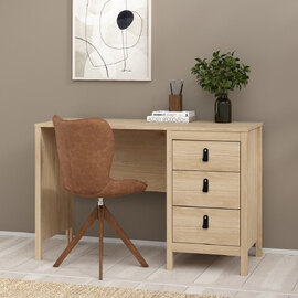 Bellevue Wooden Laptop Desk With 3 Drawers In Oak