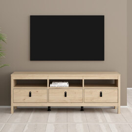 Bellevue Wooden TV Stand With 3 Drawers In Oak