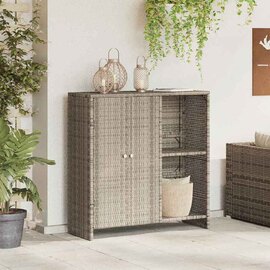 Bellport Rattan Storage Cabinet With 2 Doors In Light Grey