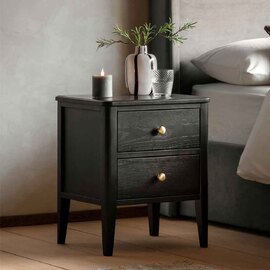 Bellville Wooden Bedside Cabinet With 2 Drawers In Black
