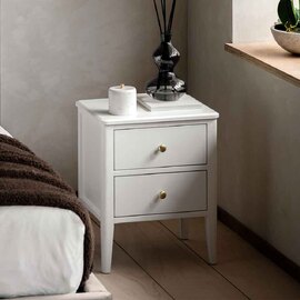 Bellville Wooden Bedside Cabinet With 2 Drawers In White