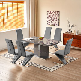 Belmonte Grey Extending Dining Table Large 6 Demi Z Grey Chairs