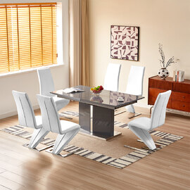 Belmonte Grey Extending Dining Table Large 6 Demi Z White Chairs