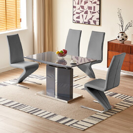 Belmonte Grey Extending Dining Table Small 4 Demi Z Grey Chairs