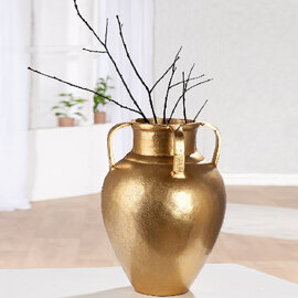 Belmora Aluminum Round Vase In Gold