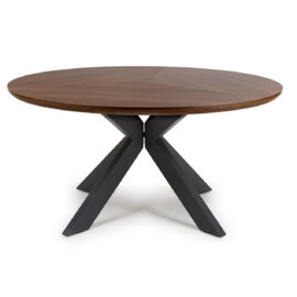 Beloit Large Wooden Round Dining Table In Smoked Oak