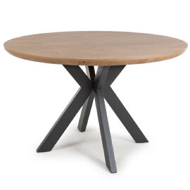 Beloit Medium Wooden Round Dining Table In Rustic Oak