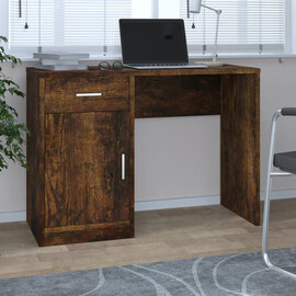 Beloit Wooden Laptop Desk With 1 Door 1 Drawer In Smoked Oak