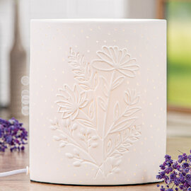 Belvaro Porcelain Floral LED Table Lamp in White