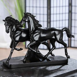 Carnation Synthetic Resin 2 Horse Sculpture In Black