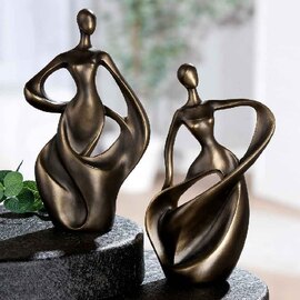 Carnation Synthetic Resin Dancing Woman Sculpture In Brown And Gold
