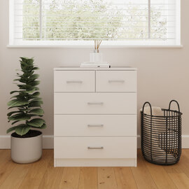Belvian Wooden Chest Of 5 Drawers in White