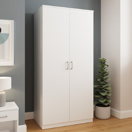 Belvian Wooden Wardrobe with 2 Doors in White