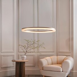 Bemidji LED Round Metal Pendant Light In Brushed Gold Plated