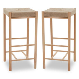 Bender Natural Wooden Bar Stools In A Pair