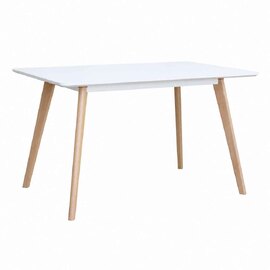 Benecia Small Wooden Dining Table in White and Beech