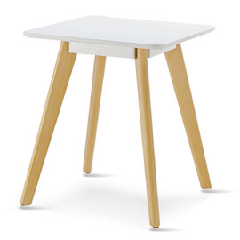 Benecia Wooden Square Lamp Table With Oak Legs In White
